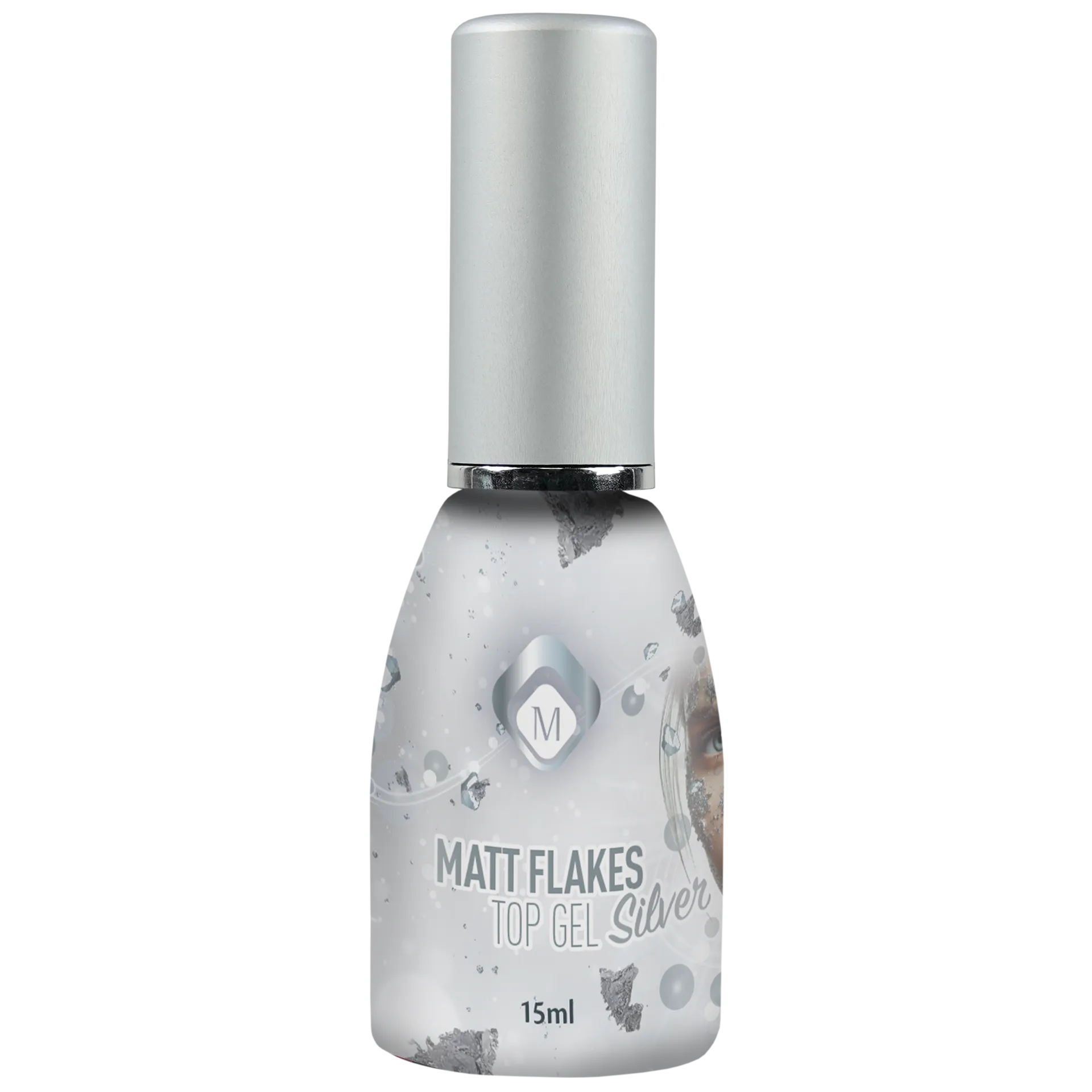 104025 Matte Flakes Silver Top Gel 15ml