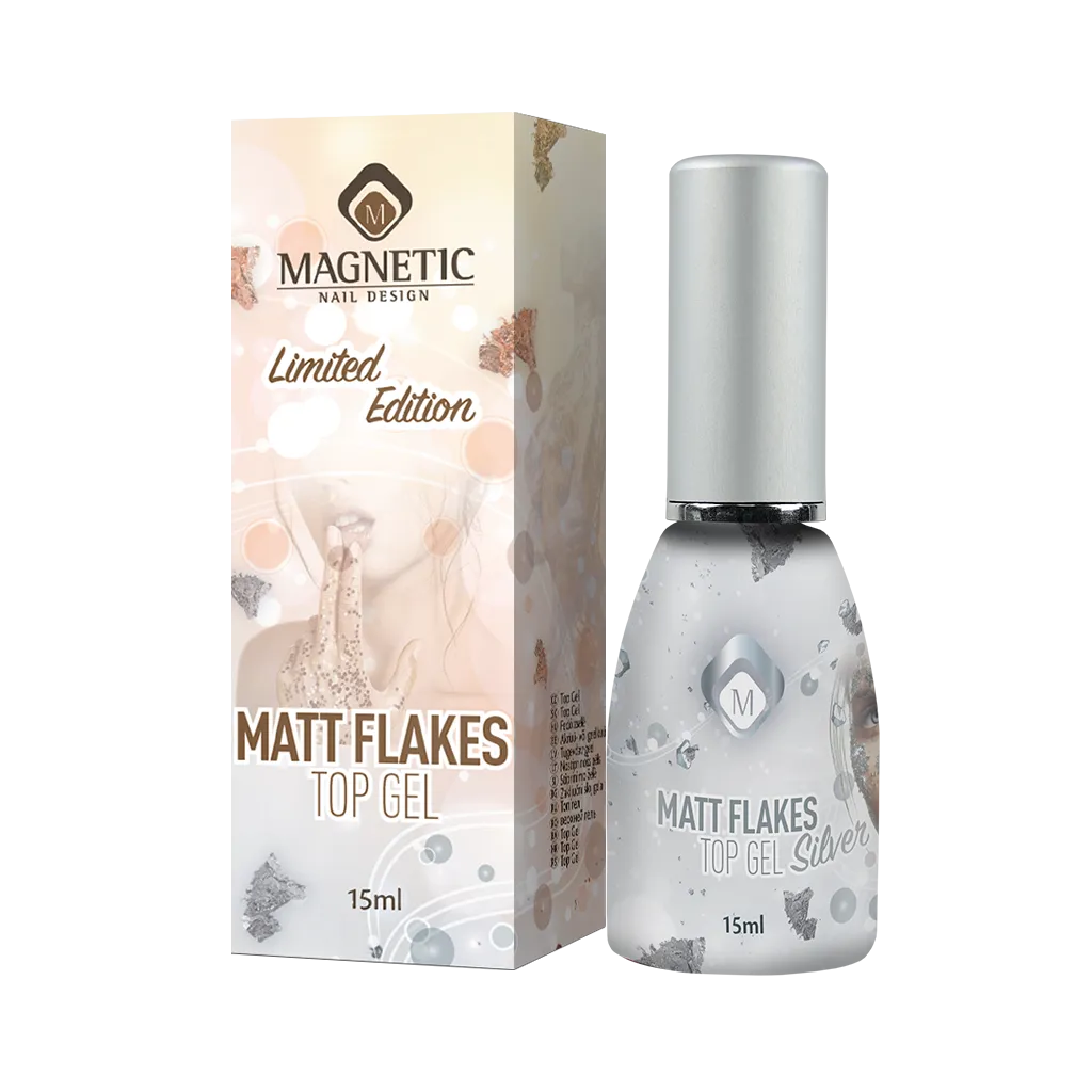 104025 Matte Flakes Silver Top Gel 15ml