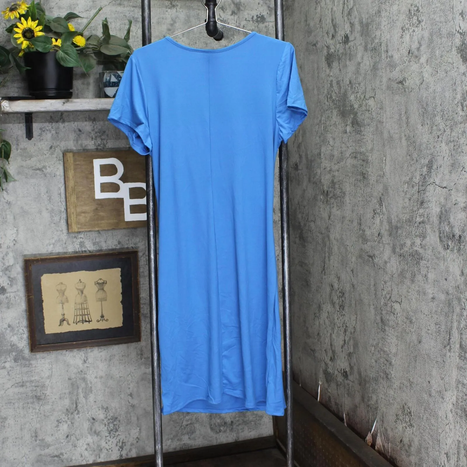 24seven Comfort Apparel Womens Faux Wrap over Dress with Cap Sleeves R0206184