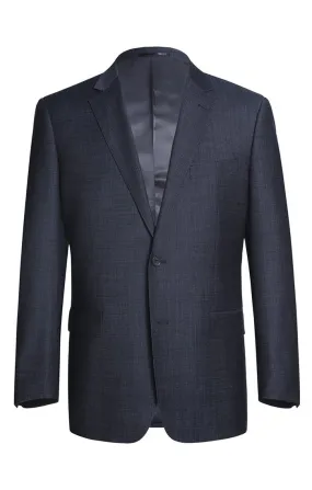 (46R) Wool Blend Regular Fit Suit 2 Piece Suit 2 Button in Navy