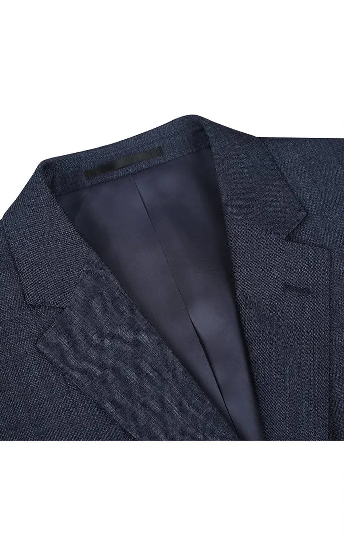 (46R) Wool Blend Regular Fit Suit 2 Piece Suit 2 Button in Navy