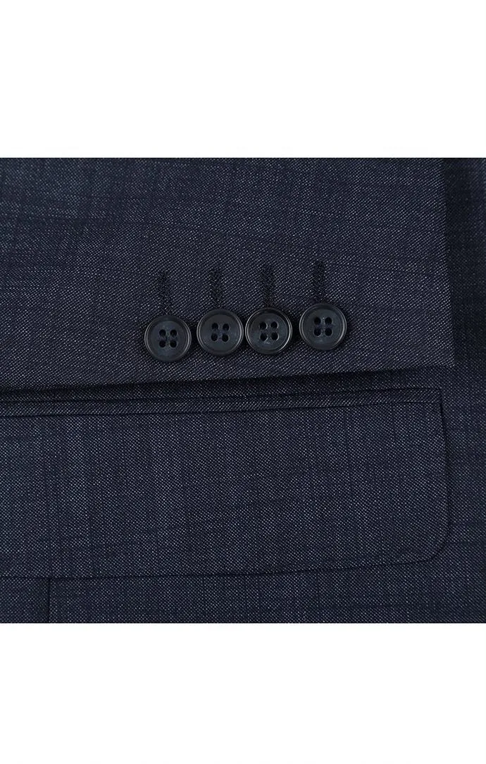 (46R) Wool Blend Regular Fit Suit 2 Piece Suit 2 Button in Navy