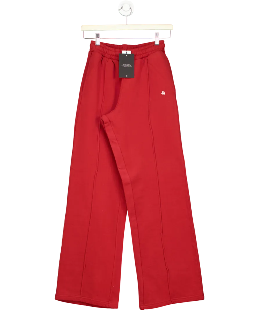 4th & Reckless Red Fergie Wide Leg Branded Joggers UK XS