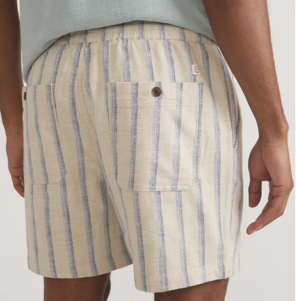 6" Saturday Selvage Beach Short - Natural/Blue Stripe