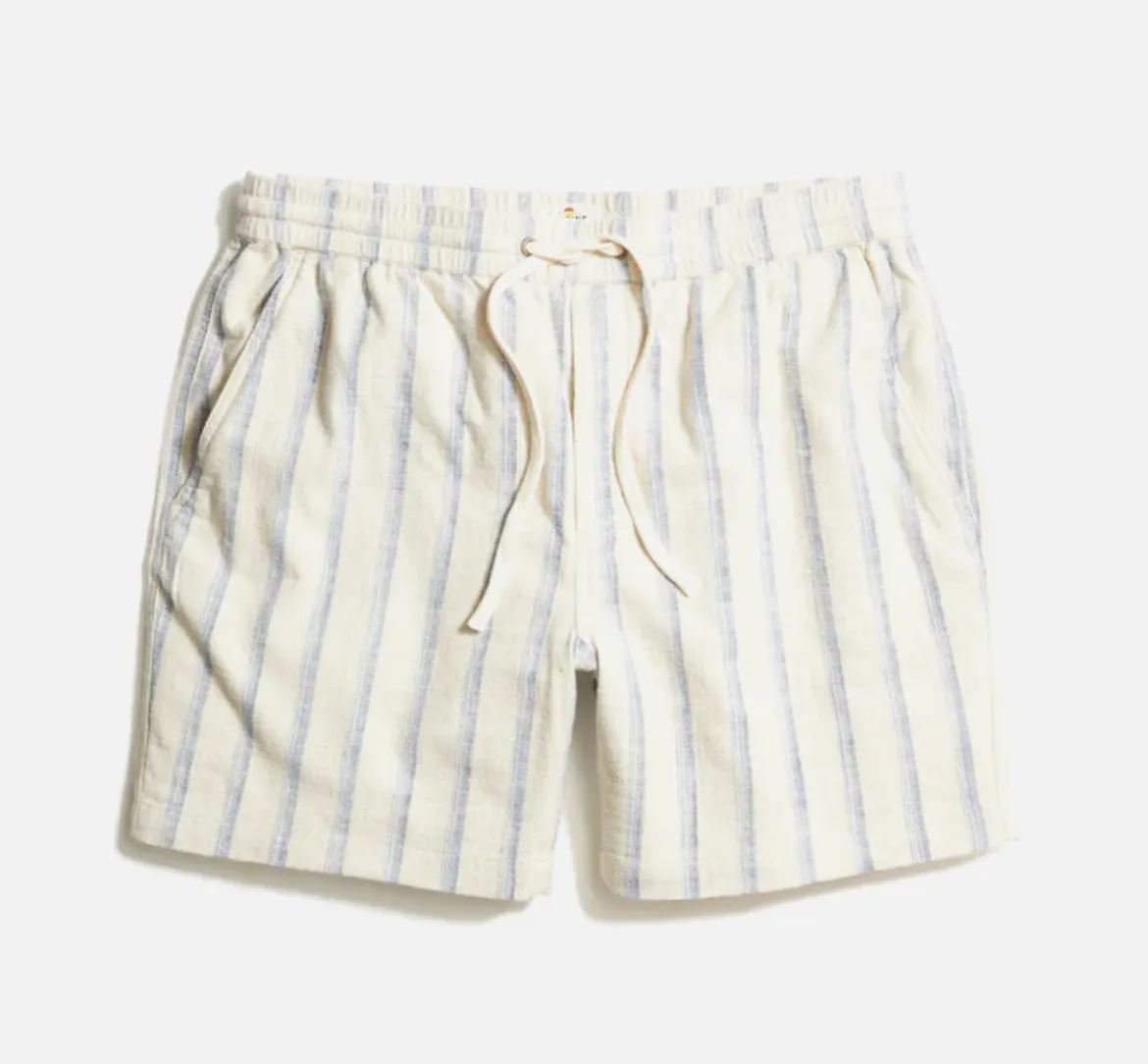 6" Saturday Selvage Beach Short - Natural/Blue Stripe