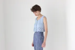 80s Baby Blue Hand Knit Crop Top