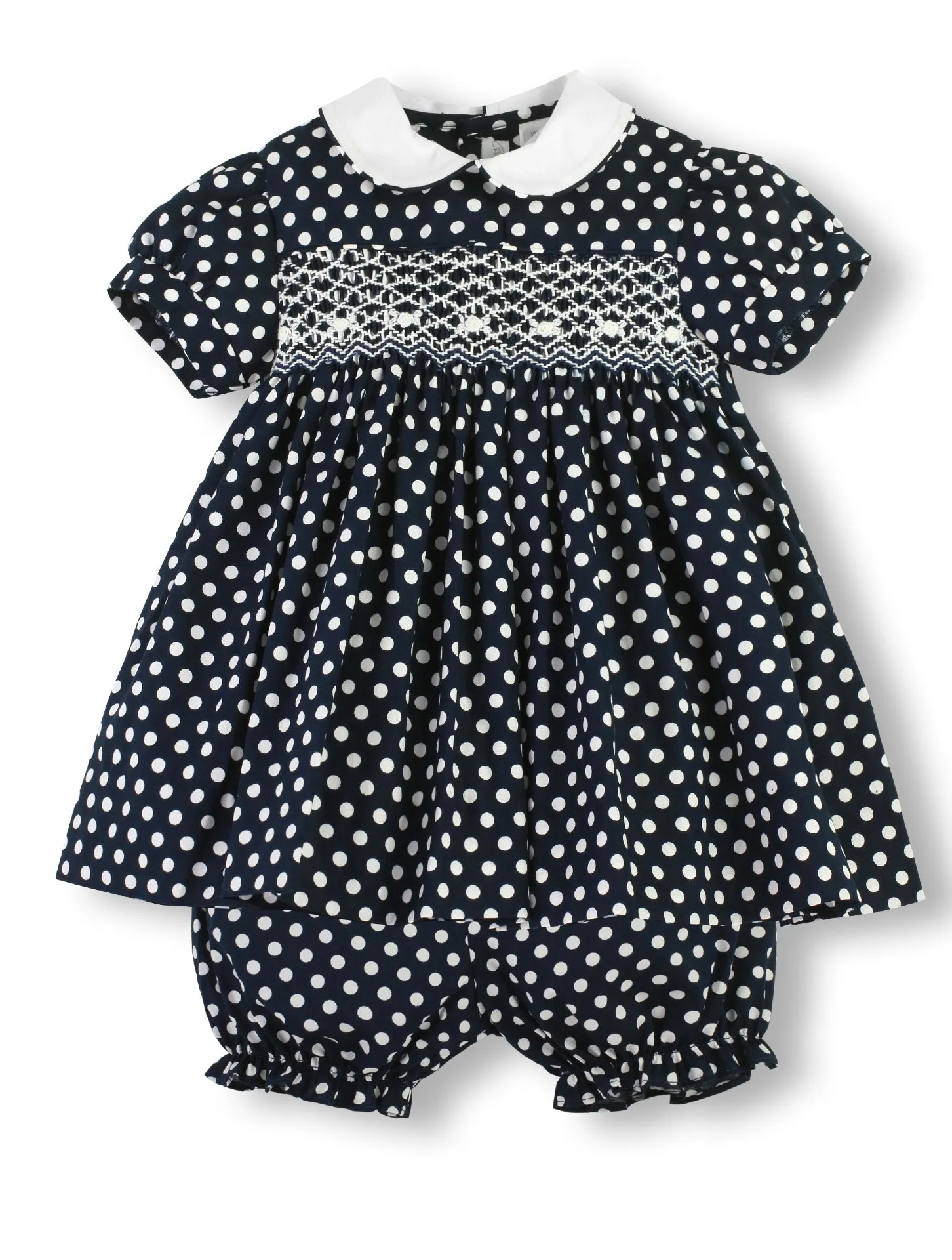 90081-Navy Polka Dot Baby Girl Dress (Newborn & Infant)