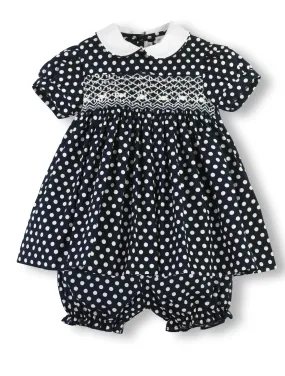 90081-Navy Polka Dot Baby Girl Dress (Newborn & Infant)