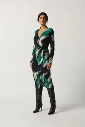 Abstract Print Wrap Dress
