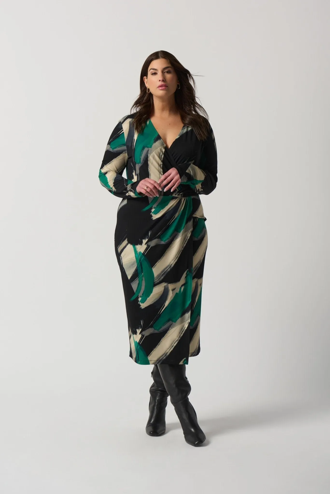 Abstract Print Wrap Dress