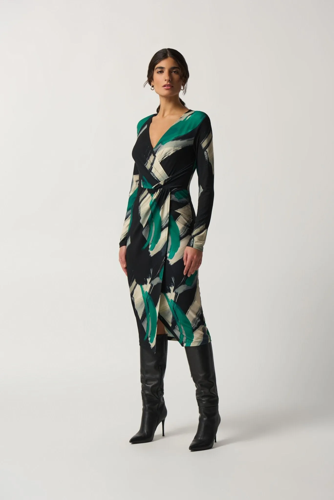 Abstract Print Wrap Dress