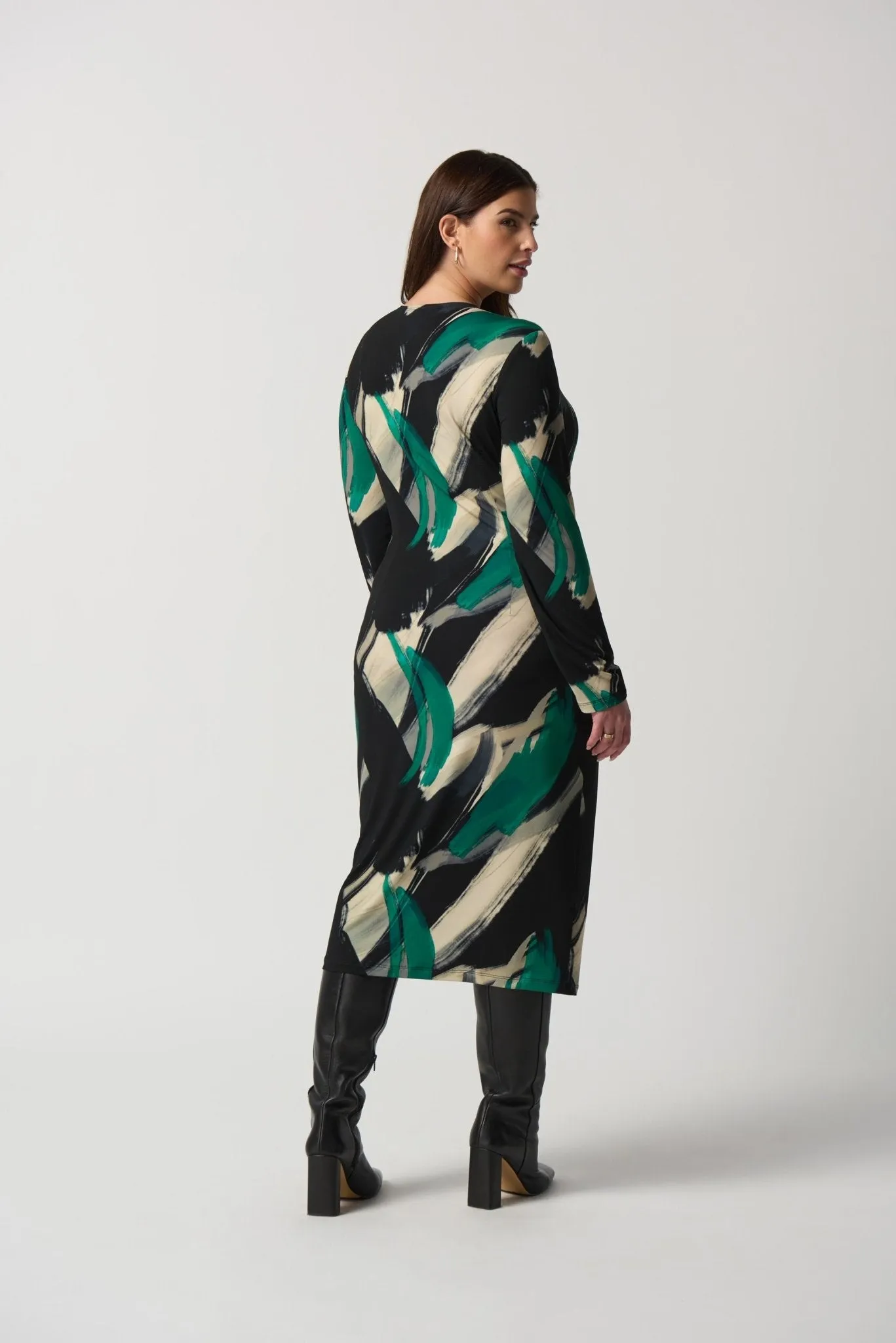 Abstract Print Wrap Dress