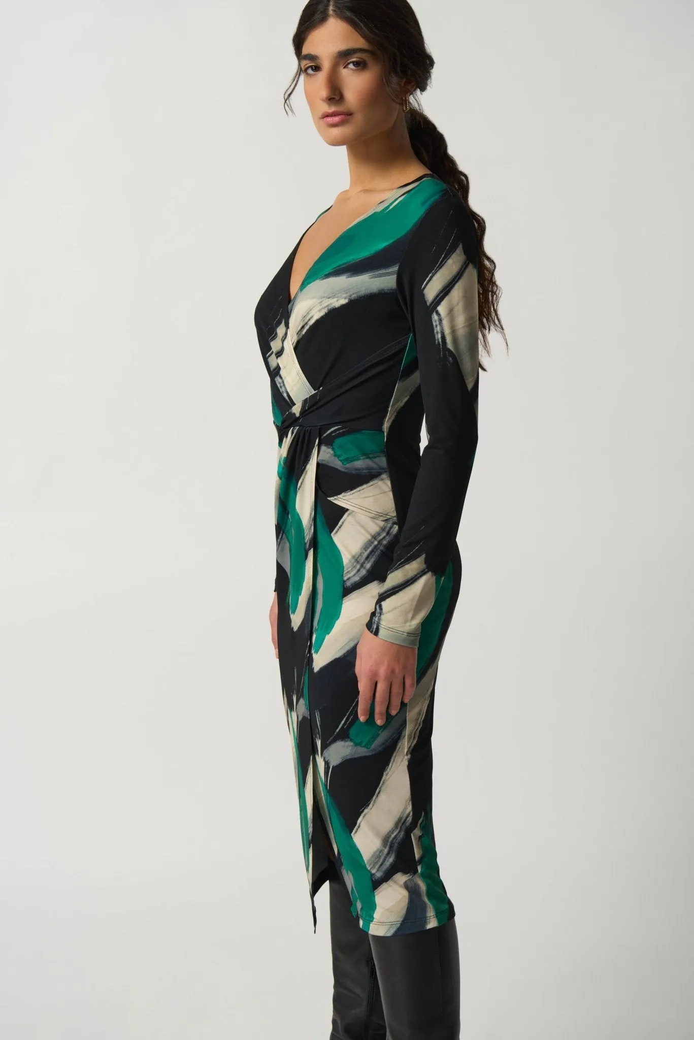 Abstract Print Wrap Dress