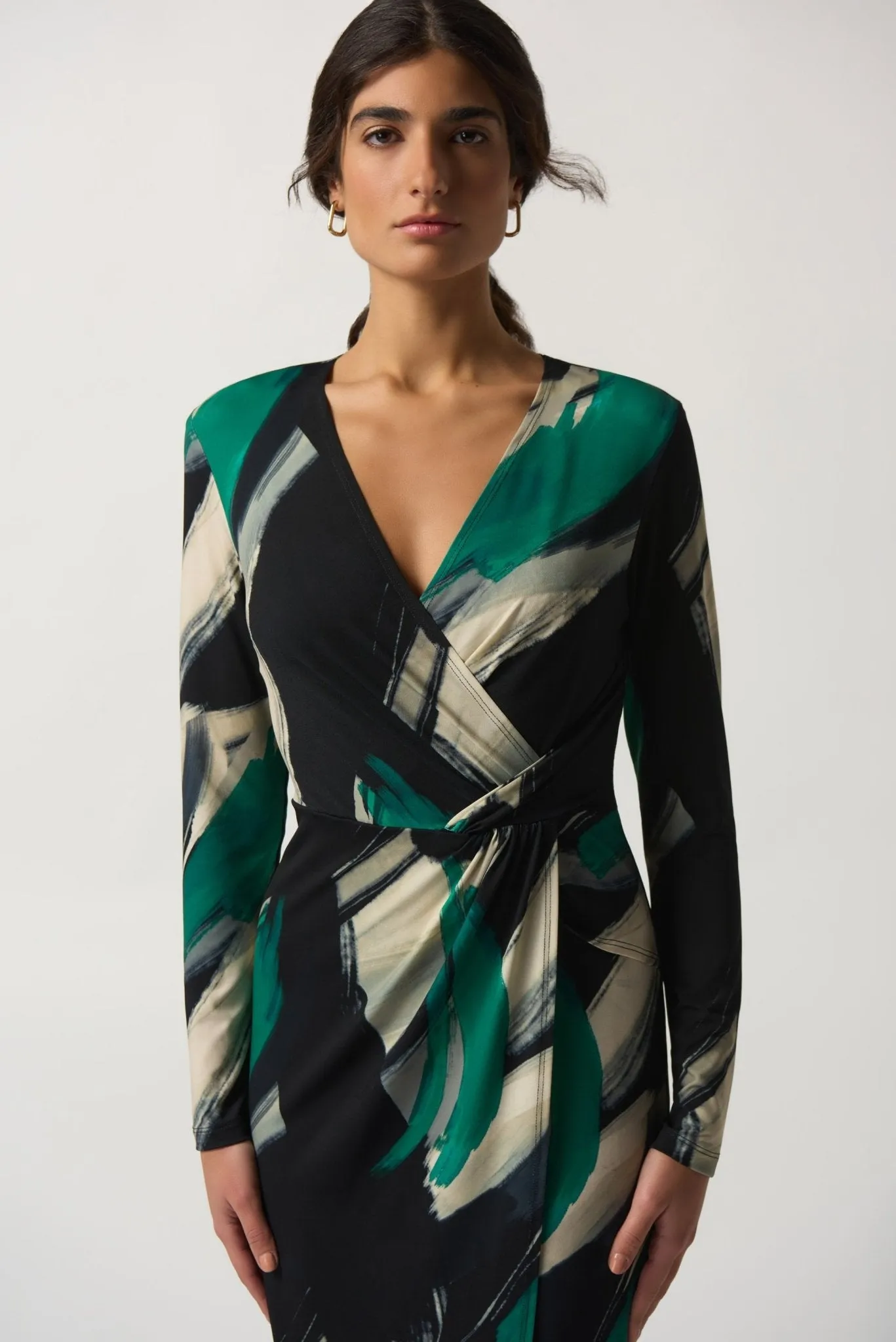 Abstract Print Wrap Dress
