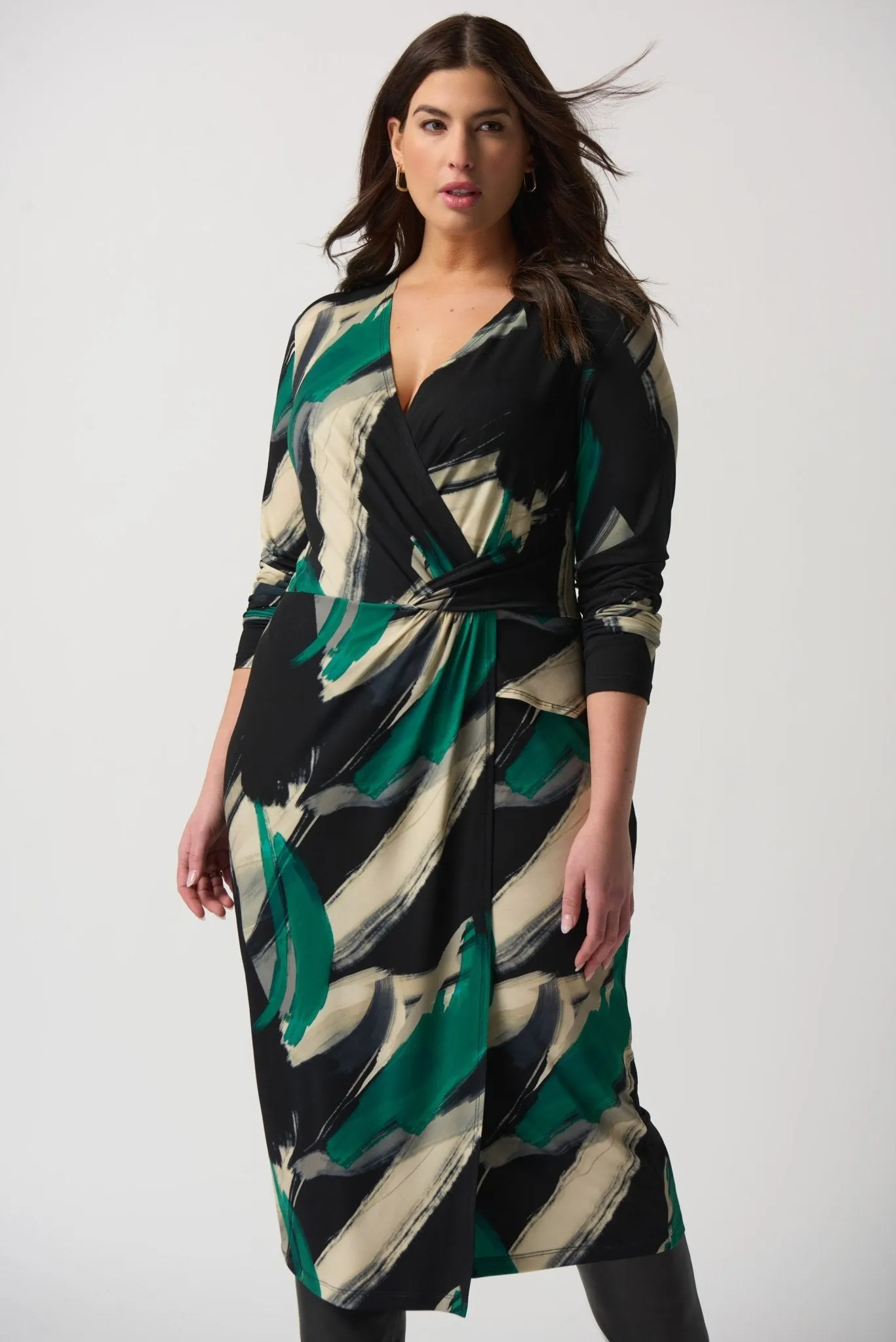 Abstract Print Wrap Dress