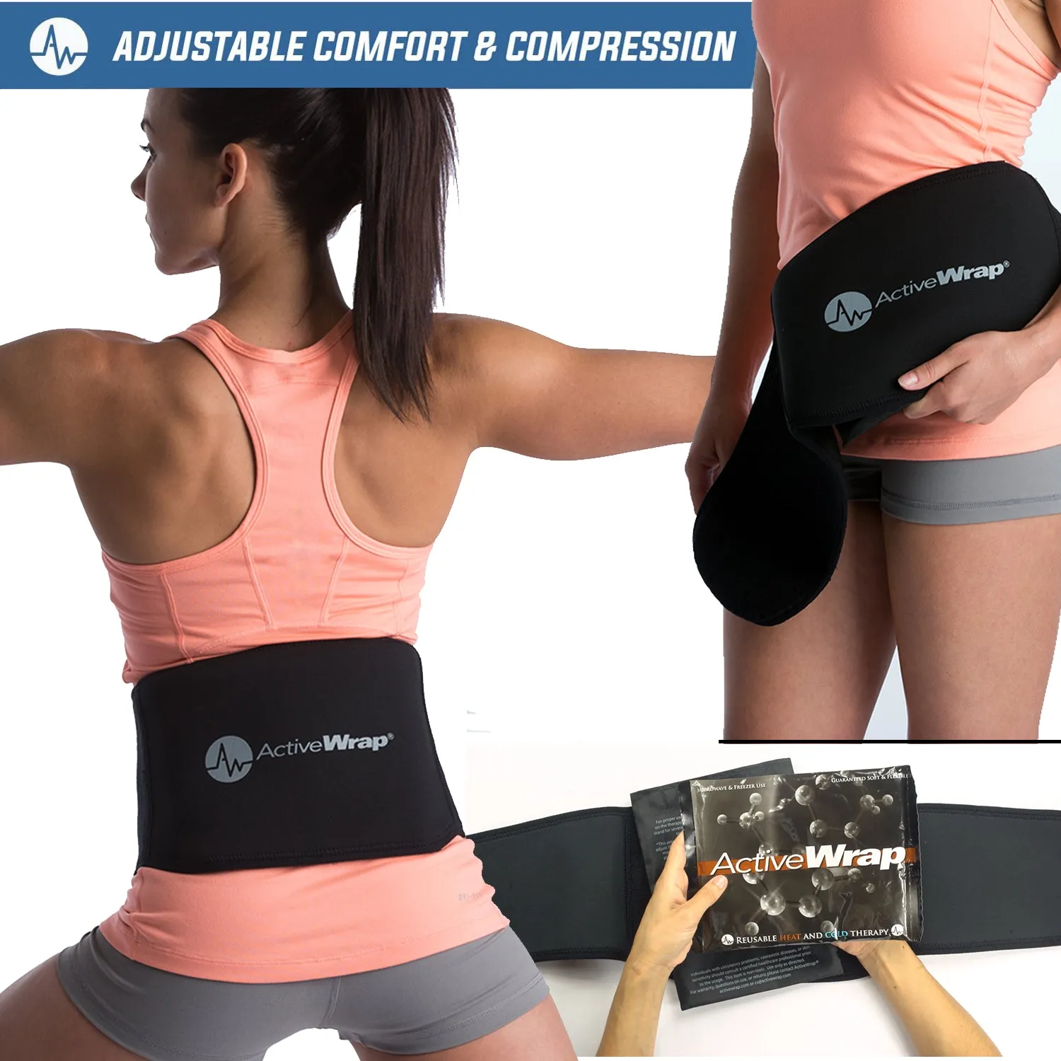 ActiveWrap® BACK Heat | Ice Wrap & Pack for Lumbar Pain (Sciatica Pain Relief)