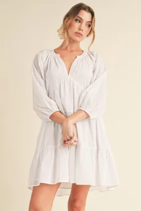 Aemi   Co Notched Balloon Sleeve Tiered Mini Dress