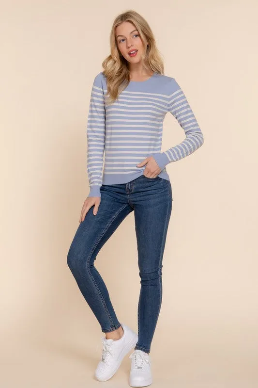 Alexa Stripe Sweater-Blue/Ivory