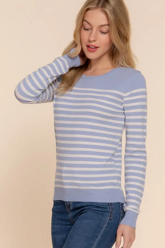 Alexa Stripe Sweater-Blue/Ivory