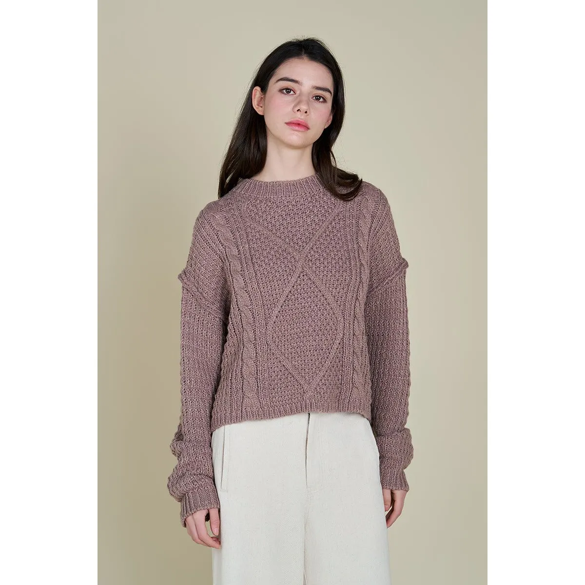 Alice Grade and Gather Cable Front Crop Sweater SALE
