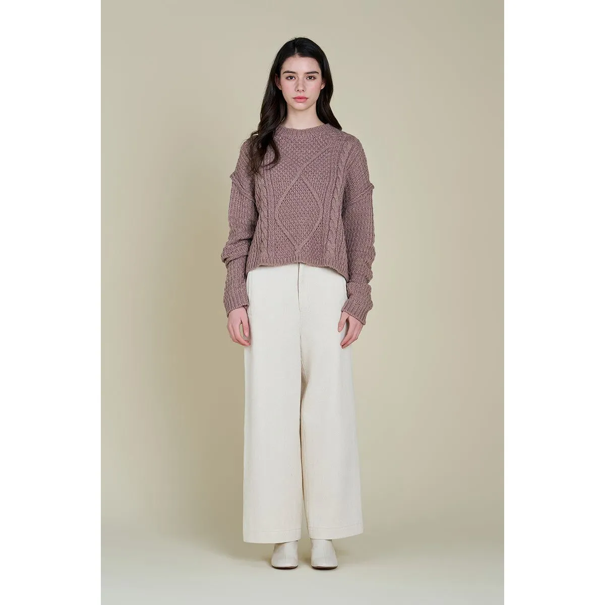 Alice Grade and Gather Cable Front Crop Sweater SALE