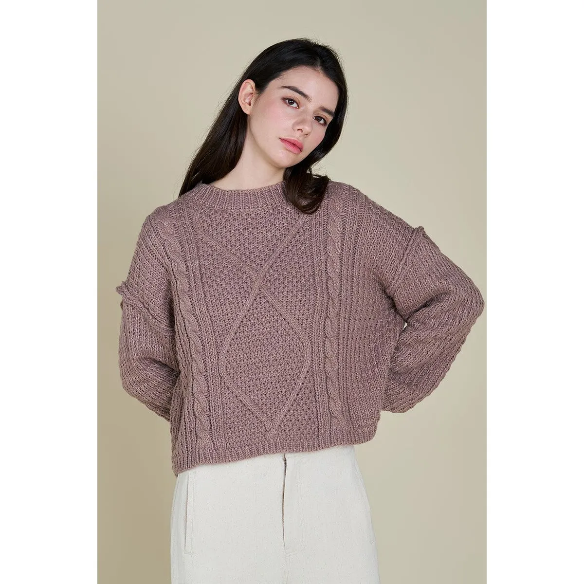 Alice Grade and Gather Cable Front Crop Sweater SALE