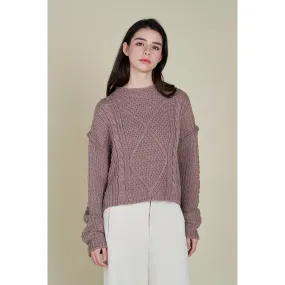 Alice Grade and Gather Cable Front Crop Sweater SALE