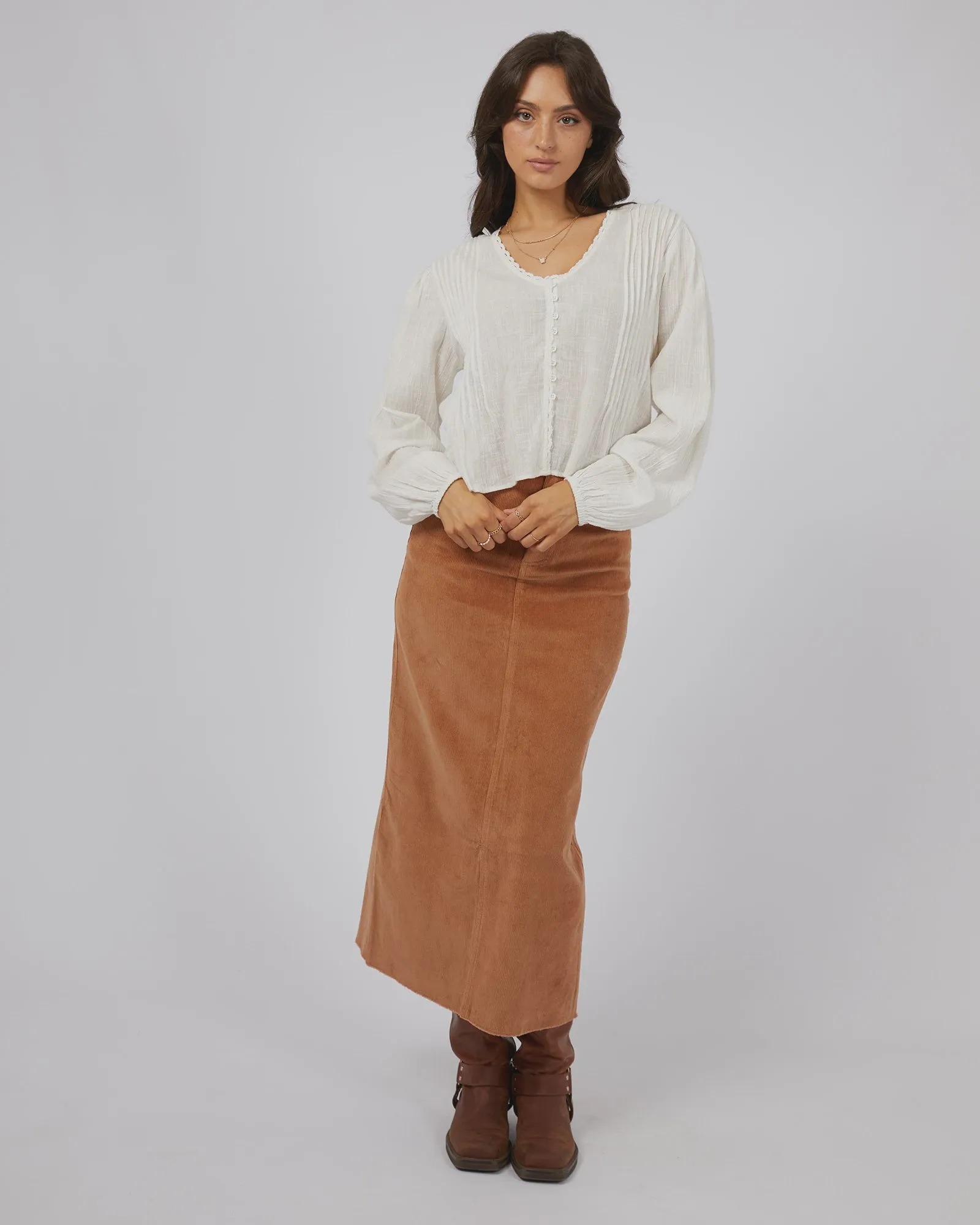 All About Eve Huntley Cord Maxi Skirt - Tan