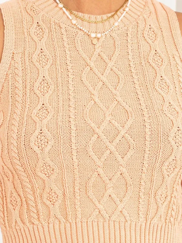 AMELIA CROPPED CABLE KNIT SWEATER