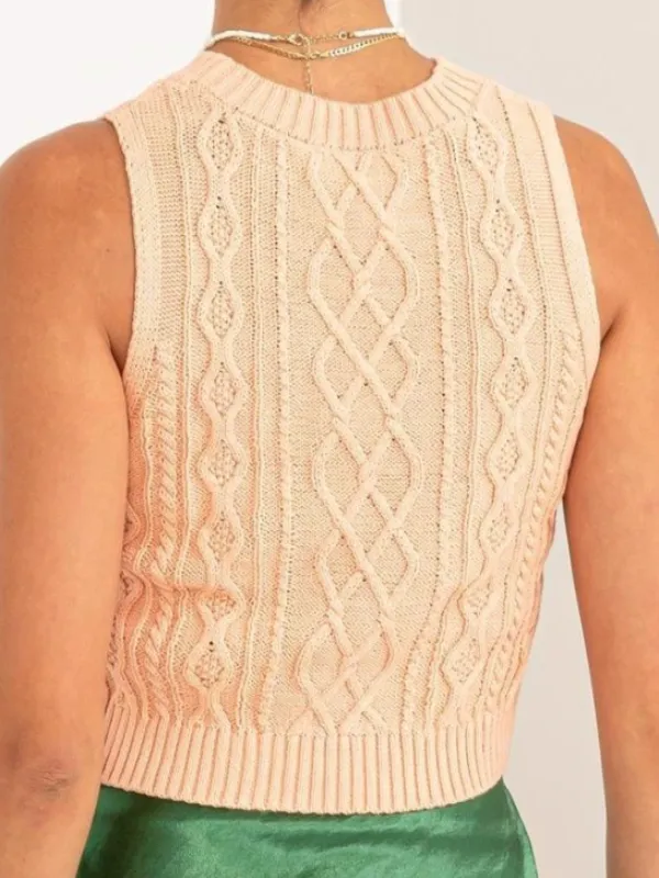 AMELIA CROPPED CABLE KNIT SWEATER