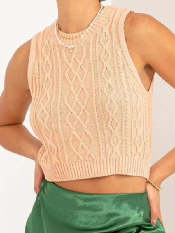 AMELIA CROPPED CABLE KNIT SWEATER