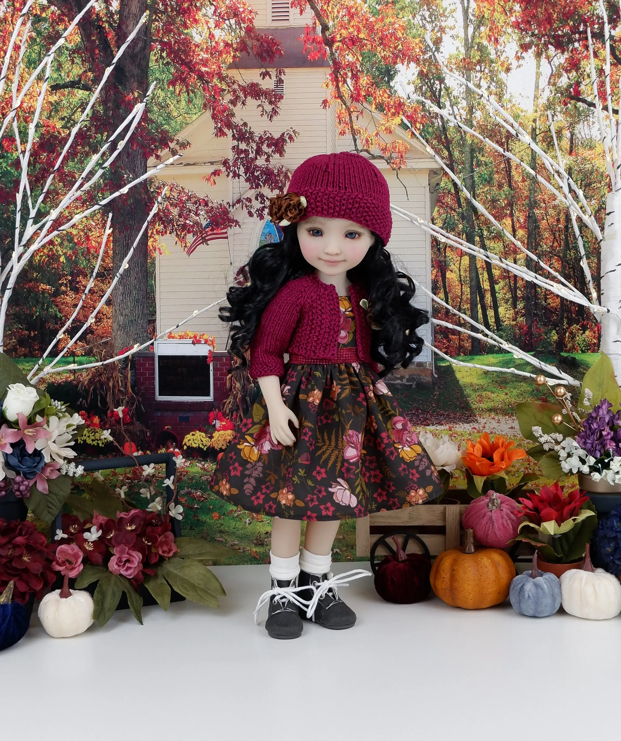 Autumn Ferns - dress and sweater set with boots for Ruby Red Fashion Friends doll