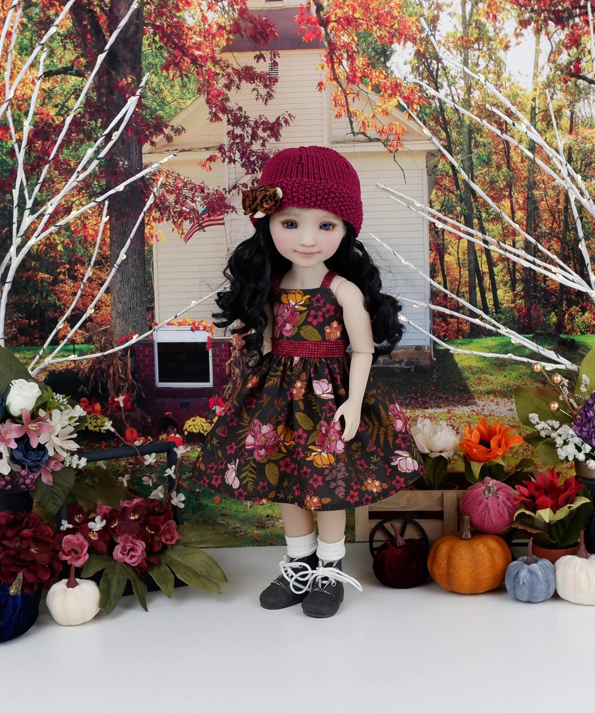 Autumn Ferns - dress and sweater set with boots for Ruby Red Fashion Friends doll