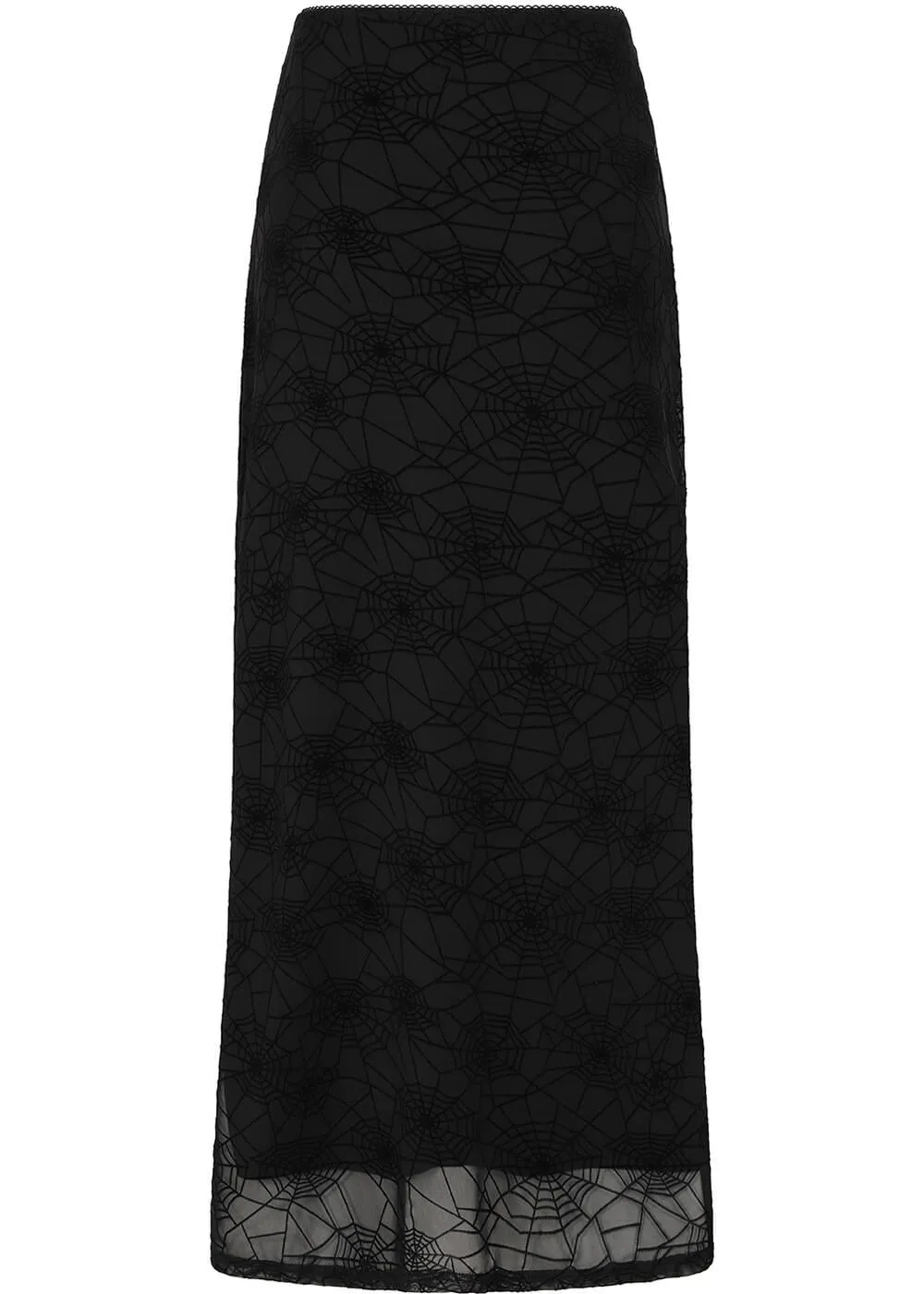 Banned Alternative Seraphina Spiderweb Mesh Maxi Skirt Black