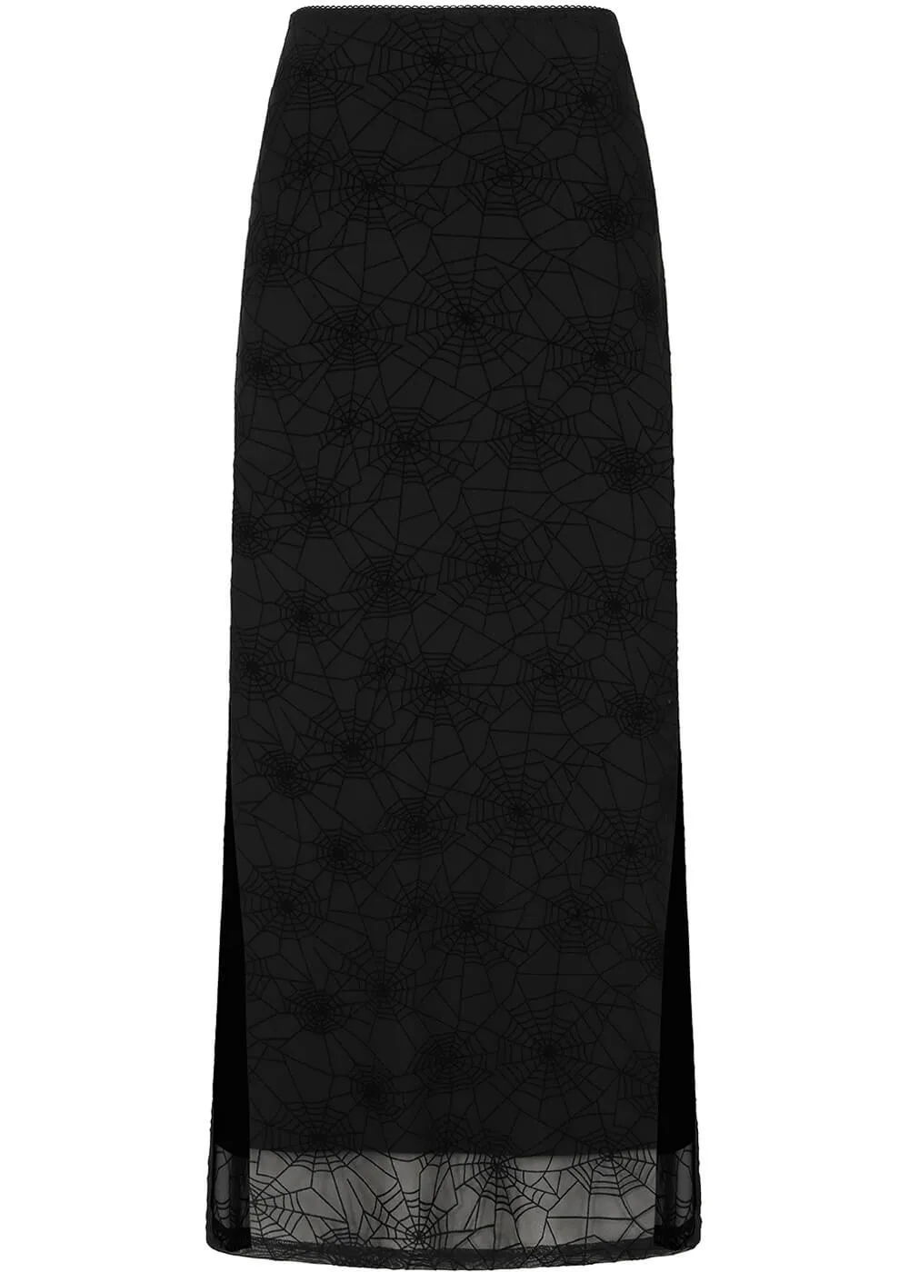 Banned Alternative Seraphina Spiderweb Mesh Maxi Skirt Black