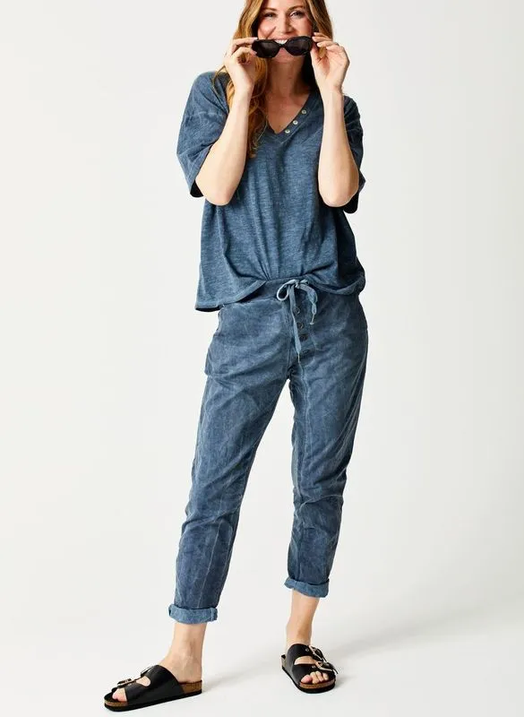 Becca Diagonal Button Joggers