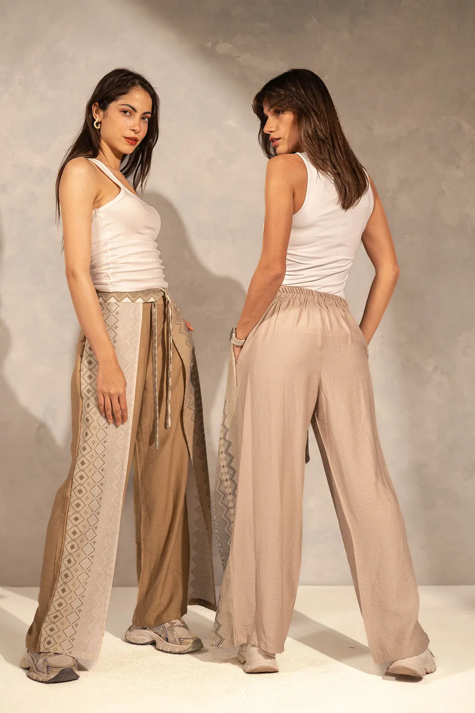 BeigeTwo Side Summer Flared Pants