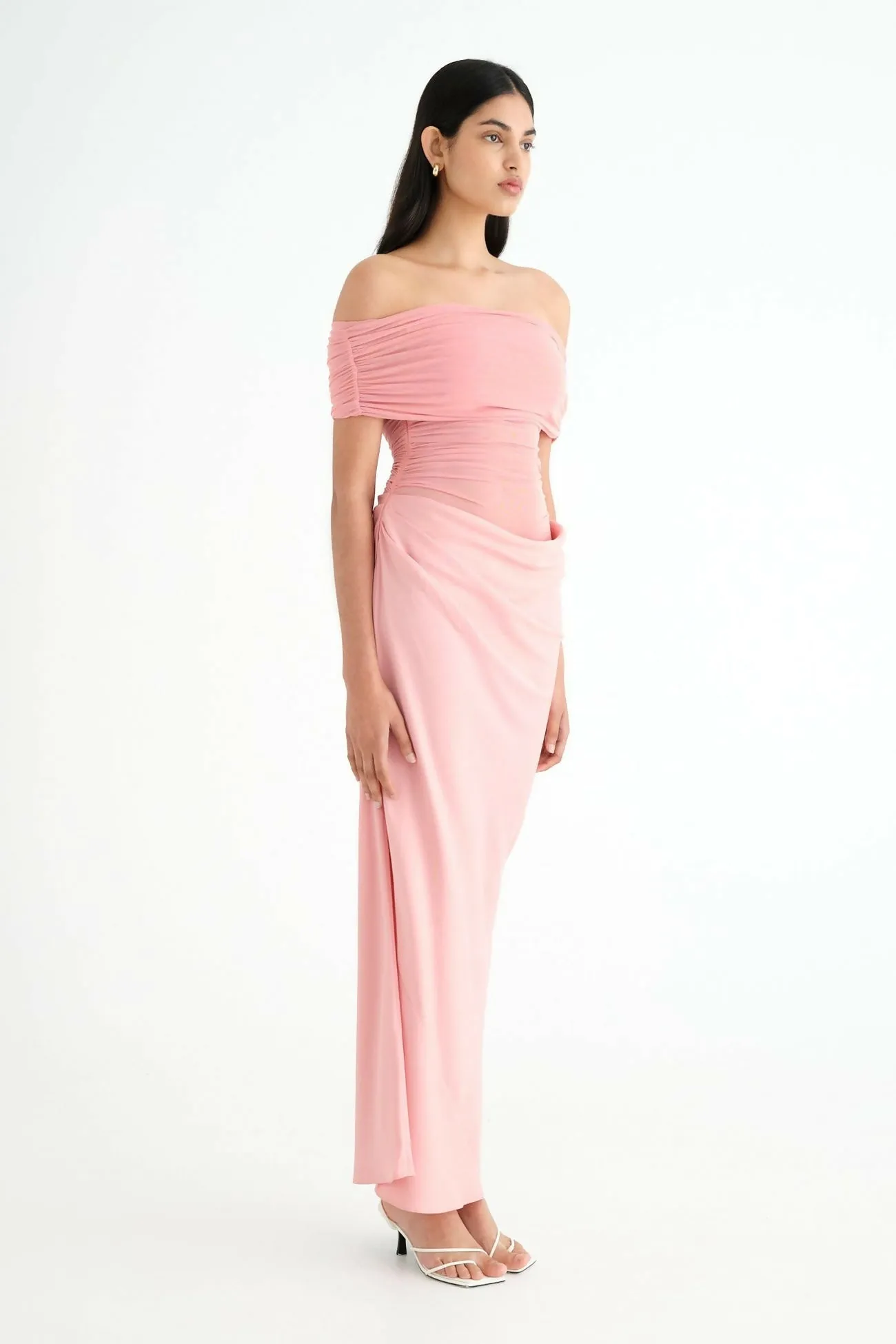 Benni Nico Off the Shoulder Maxi Dress in Candyfloss Size 6