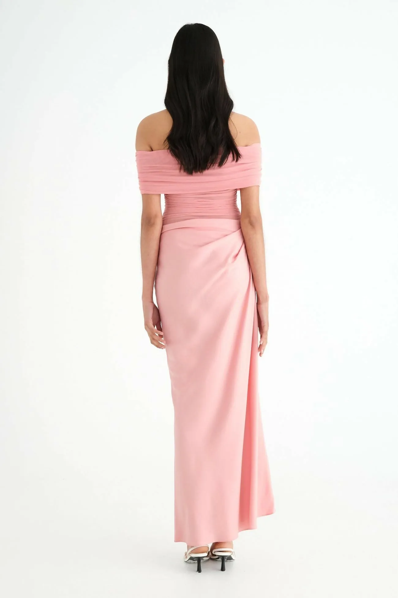 Benni Nico Off the Shoulder Maxi Dress in Candyfloss Size 6