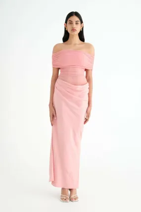 Benni Nico Off the Shoulder Maxi Dress in Candyfloss Size 6