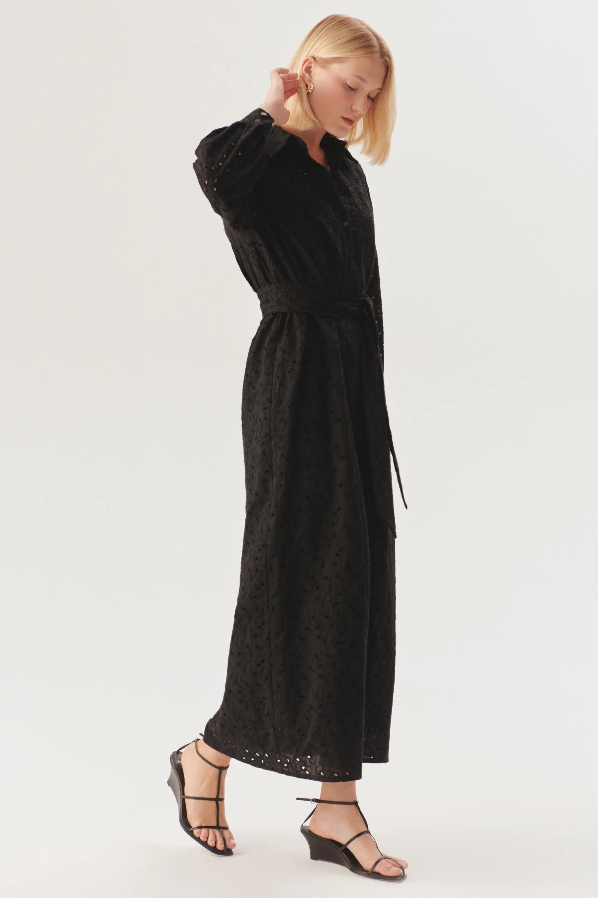 Black Flowy Wrap Dress