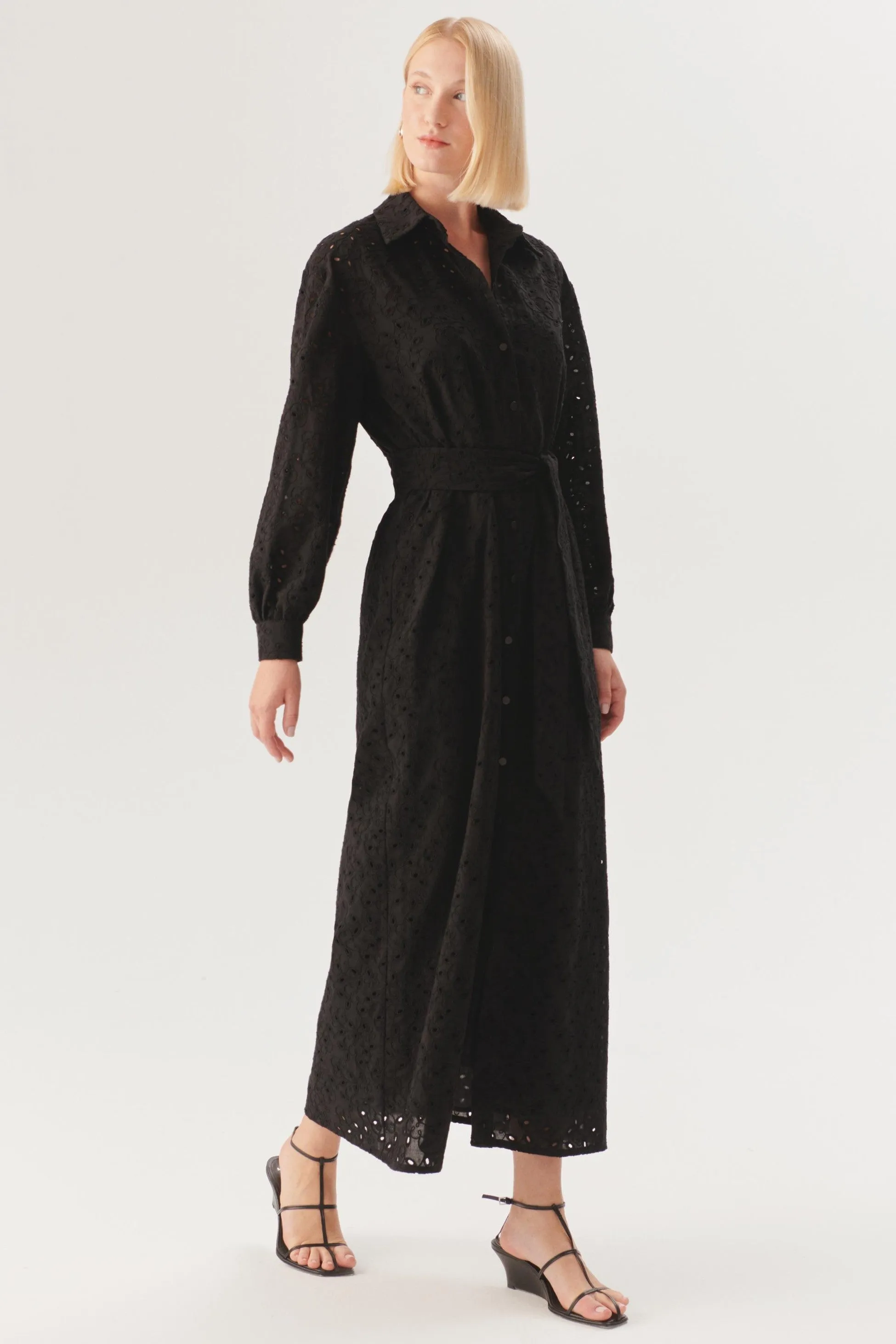 Black Flowy Wrap Dress