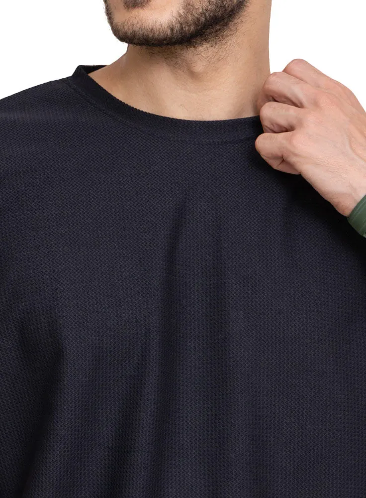Black Rhombus Over Size Round T-Shirt