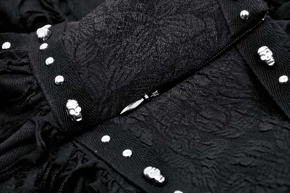Black Studded Layered Asymmetrical Gothic Skirt
