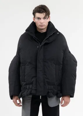 BLACK UPSIDE DOWN JACKET IN QUILTED PHOENIX