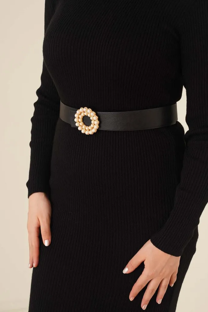 BNG Women Ribbed Long Sweater Dress Black - Clermont