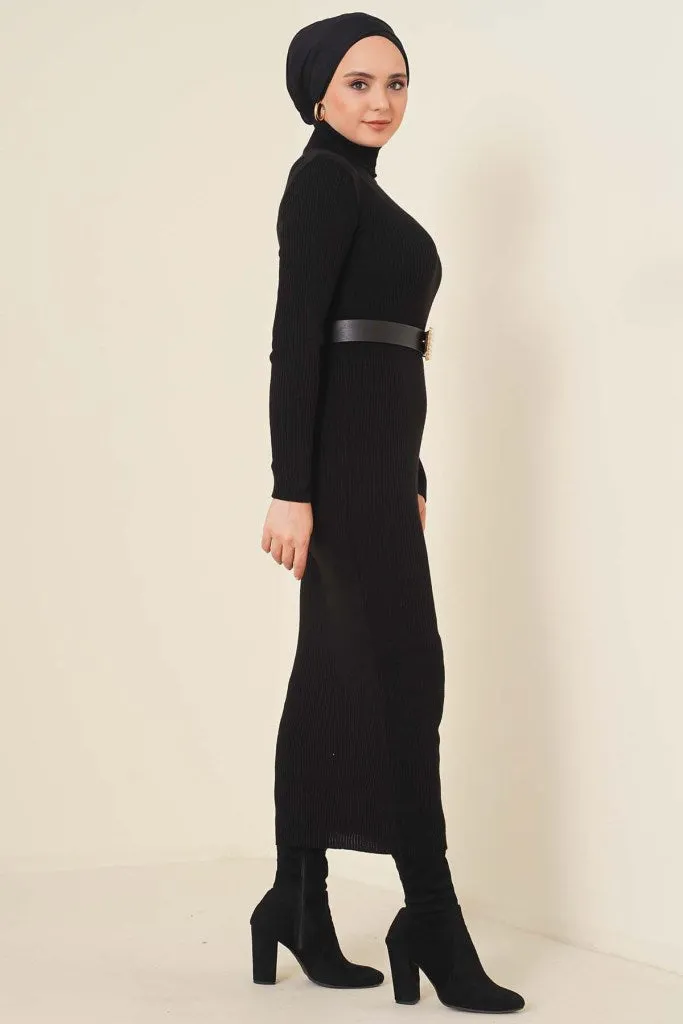BNG Women Ribbed Long Sweater Dress Black - Clermont