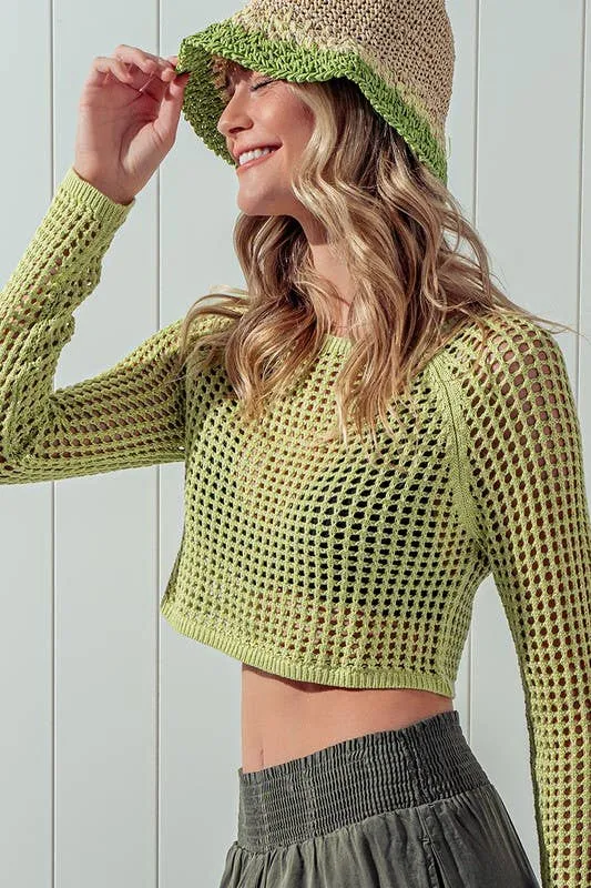 BOAT NECKLINE HOLLOW OUT SWEATER TOP