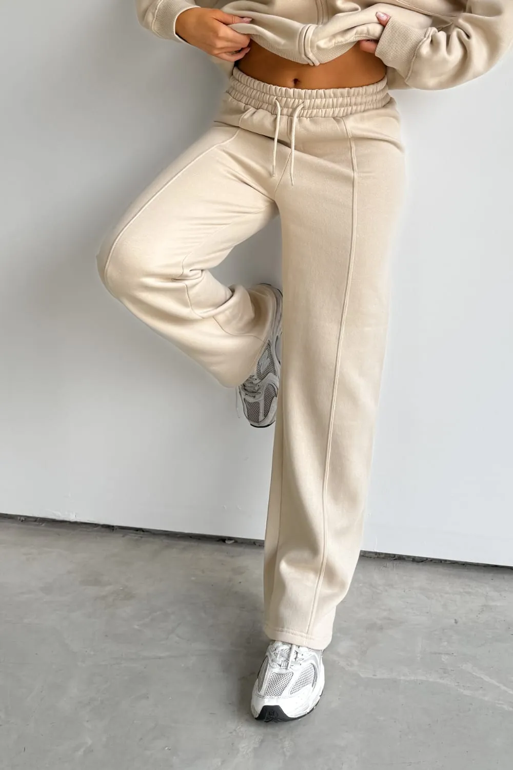 Bomber Jacket Jogger Tracksuit Set - Beige
