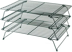 Buckingham 3 Tier Cooling Rack Stackable Non-Stick Durable Metal Wire Black Tray ideal for Cakes Cookies Pastries & Biscuits 40 Cm